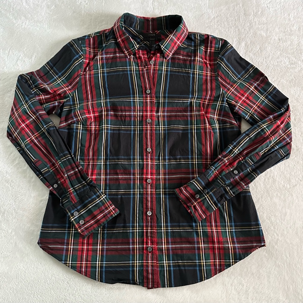 J. Crew The Perfect Shirt Plaid Size 10 Classic Christmas Cotton